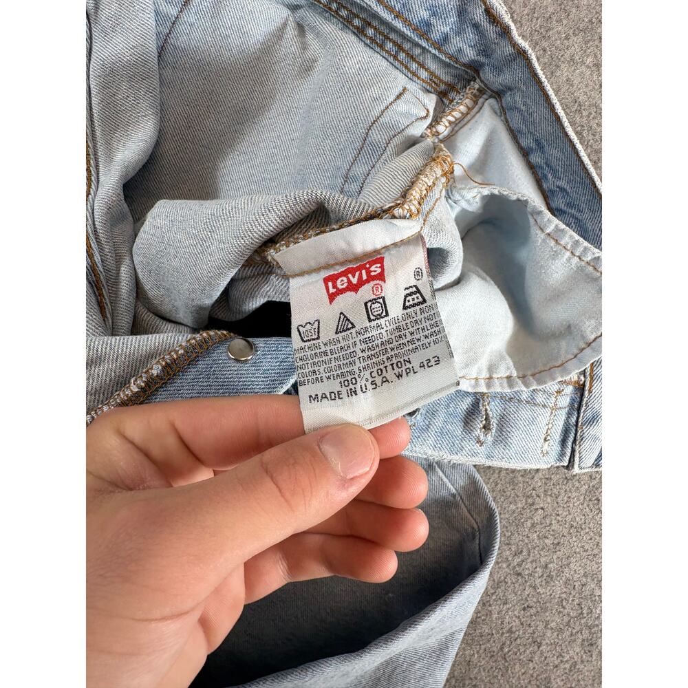 VINTAGE 90s Levis 501 Jeans Mens Blue Straight Leg Light Wash Denim USA 34x29 - Picture 8 of 10
